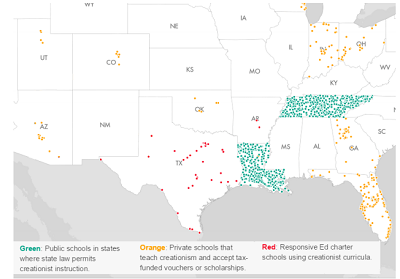 Creationism Map in Schools